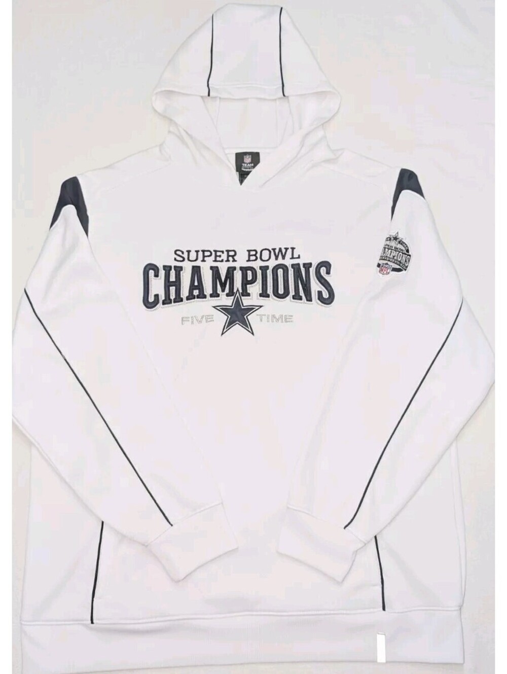 Dallas Cowboys White Superbowl Hoodie Size LG Reebok NFL Team Apparel